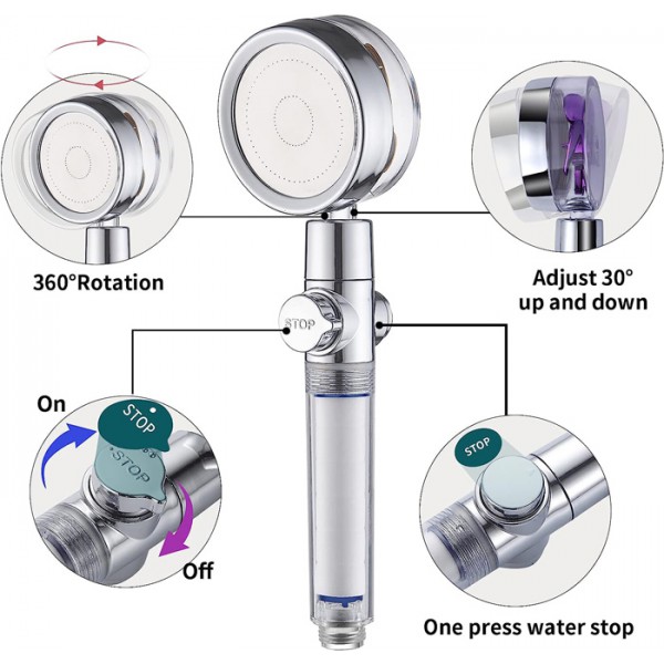 Τηλέφωνο μπάνιου AG866A με περιστρεφόμενη κεφαλή, universal, ασημί