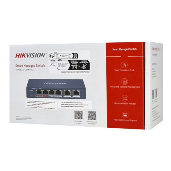 HIKVISION Managed switch DS-3E1106HP-EI, 4x PoE & 2x RJ45 ports, 100Mbps HIKVISION Managed switch DS-3E1106HP-EI, 4x PoE & 2x RJ45 ports, 100Mbps