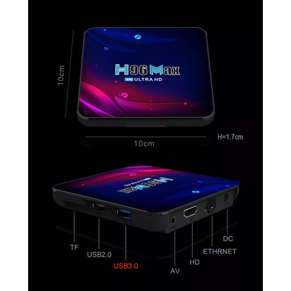 H96 TV Box Max V11, 4K, RK3318, 4/64GB, Bluetooth remote, Android 11 H96 TV Box Max V11, 4K, RK3318, 4/64GB, Bluetooth remote, Android 11