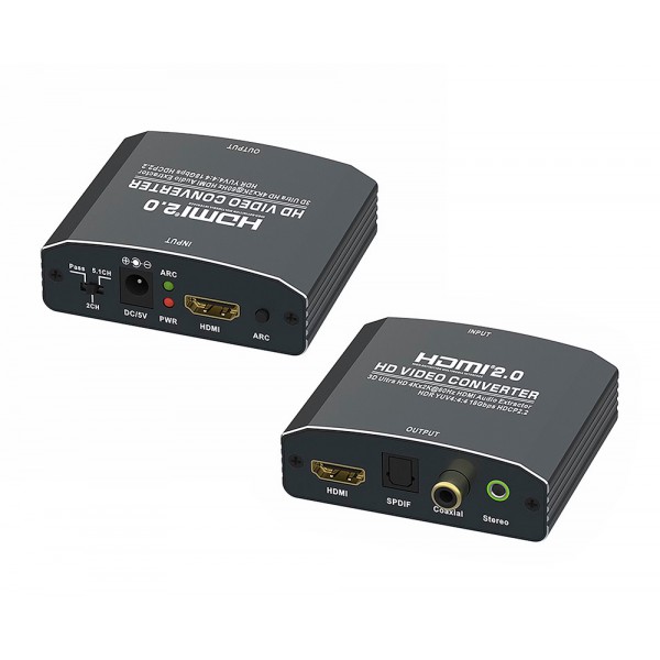 POWERTECH HDMI audio extractor CAB-H153, 4K/60Hz, γκρι POWERTECH HDMI audio extractor CAB-H153, 4K/60Hz, γκρι