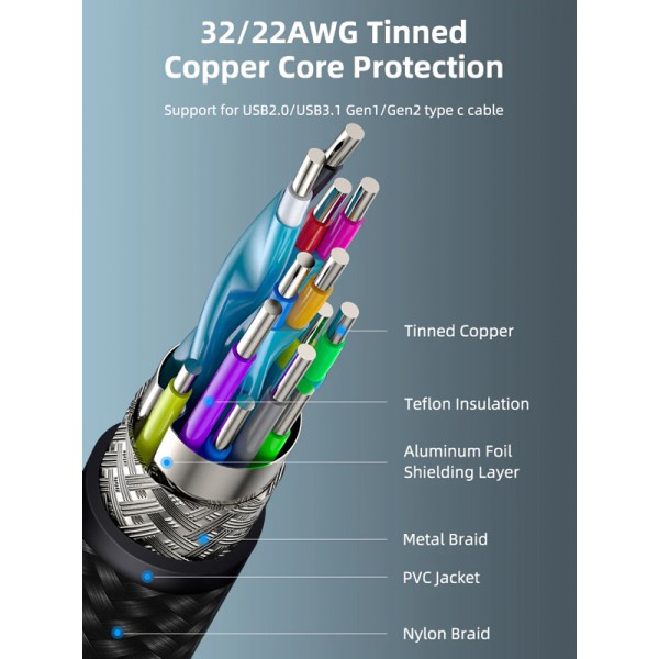 CABLETIME καλώδιο USB-C C160, γωνιακό, PD 100W, 20Gbps, 4K, 1m, μαύρο CABLETIME καλώδιο USB-C C160, γωνιακό, PD 100W, 20Gbps, 4K, 1m, μαύρο