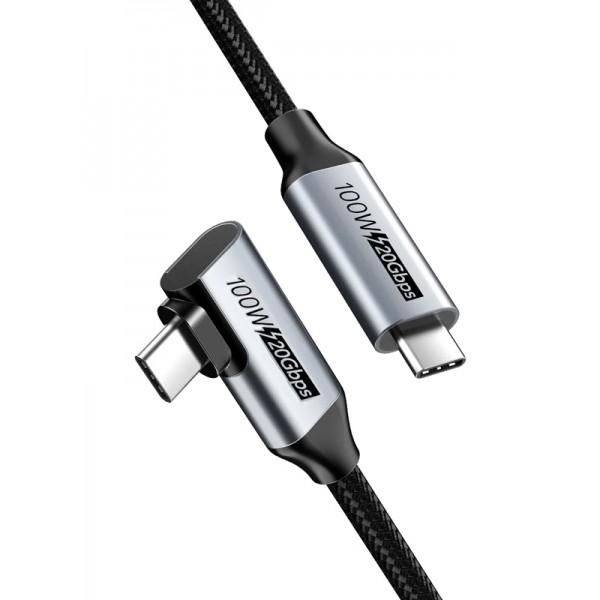 CABLETIME καλώδιο USB-C C160, γωνιακό, PD 100W, 20Gbps, 4K, 1m, μαύρο CABLETIME καλώδιο USB-C C160, γωνιακό, PD 100W, 20Gbps, 4K, 1m, μαύρο