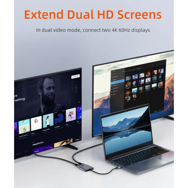 CABLETIME docking station CT-CM2H8K-AG, 4 θυρών, USB-C, 8K, 100W, γκρι CABLETIME docking station CT-CM2H8K-AG, 4 θυρών, USB-C, 8K, 100W, γκρι