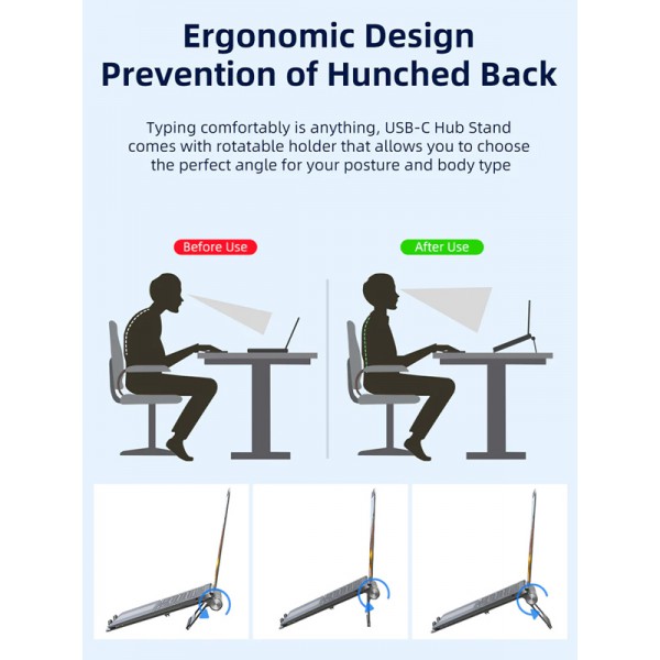 CABLETIME docking station CT-HUBS7-AG με βάση laptop, 8 θυρών, γκρι CABLETIME docking station CT-HUBS7-AG με βάση laptop, 8 θυρών, γκρι