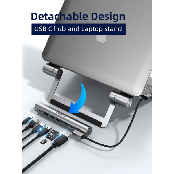 CABLETIME docking station CT-HUBS7-AG με βάση laptop, 8 θυρών, γκρι CABLETIME docking station CT-HUBS7-AG με βάση laptop, 8 θυρών, γκρι