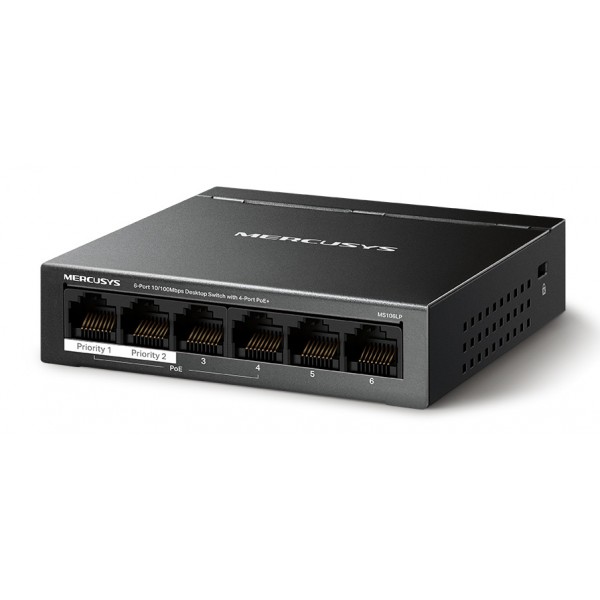 MERCUSYS Desktop Switch MS106LP, 6x 10/100 Mbps, PoE+, Ver. 1.0 MERCUSYS Desktop Switch MS106LP, 6x 10/100 Mbps, PoE+, Ver. 1.0