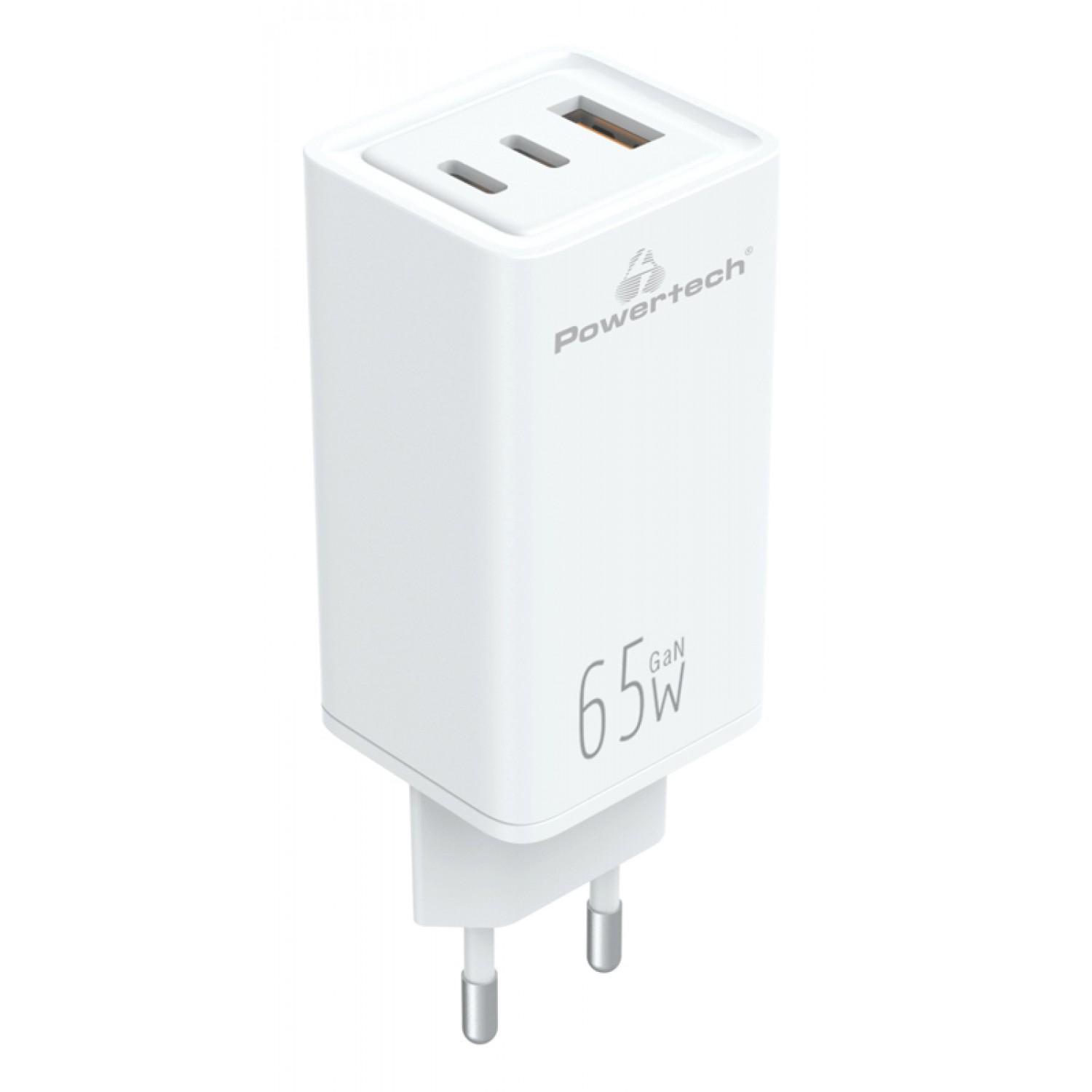 POWERTECH φορτιστής τοίχου PT-1094, USB & 2x USB-C, 65W, GaN, λευκός POWERTECH φορτιστής τοίχου PT-1094, USB & 2x USB-C, 65W, GaN, λευκός