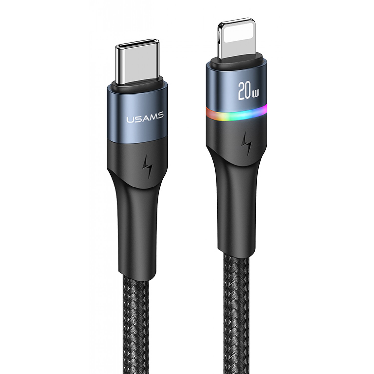 USAMS καλώδιο Lightning σε USB Type-C US-SJ538, 20W, PD, 1.2m, μαύρο USAMS καλώδιο Lightning σε USB Type-C US-SJ538, 20W, PD, 1.2m, μαύρο