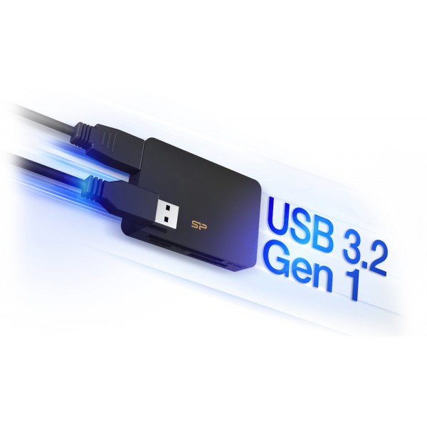 SILICON POWER card reader U3 για SD/microSD/MMC/CF/MS, USB 3.2, μαύρο SILICON POWER card reader U3 για SD/microSD/MMC/CF/MS, USB 3.2, μαύρο