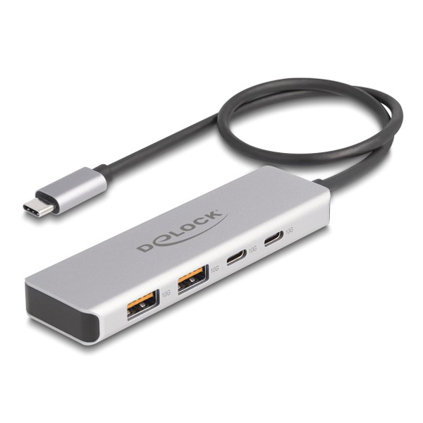 DELOCK USB hub 64230, 4x θυρών, 10Gbps, USB-C σύνδεση, γκρι DELOCK USB hub 64230, 4x θυρών, 10Gbps, USB-C σύνδεση, γκρι