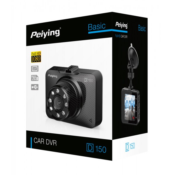 PEIYING κάμερα αυτοκινήτου Basic D150 για παρμπρίζ, 2.4" οθόνη, 1080p FHD PEIYING κάμερα αυτοκινήτου Basic D150 για παρμπρίζ, 2.4" οθόνη, 1080p FHD