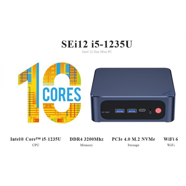 BEELINK mini PC SEi12, i5-1235U, 16GB, 500GB SSD, Windows 11 Pro