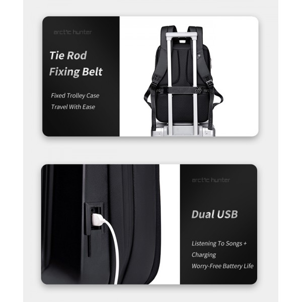 ARCTIC HUNTER τσάντα πλάτης B00487 θήκη laptop 15.6", λουκέτο TSA, μαύρη ARCTIC HUNTER τσάντα πλάτης B00487 θήκη laptop 15.6", λουκέτο TSA, μαύρη