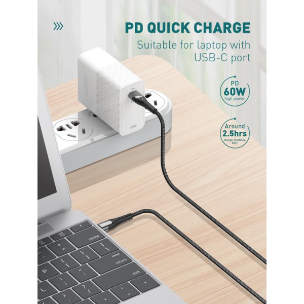 LDNIO καλώδιο USB-C σε USB-C LC102, 65W PD, 2m, γκρι LDNIO καλώδιο USB-C σε USB-C LC102, 65W PD, 2m, γκρι