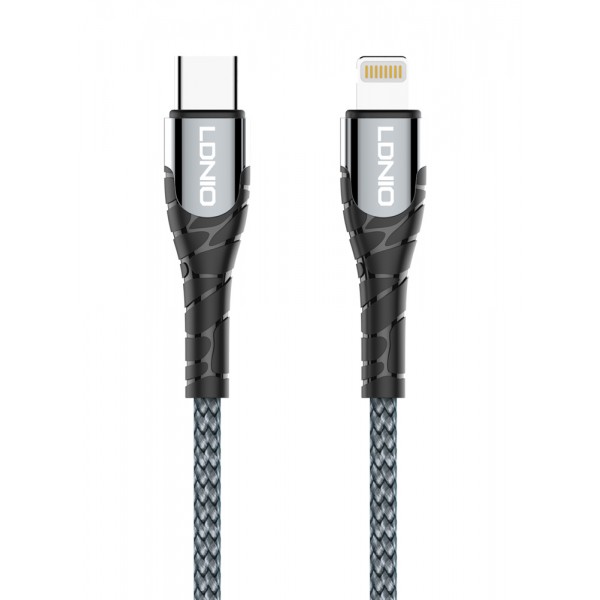 LDNIO καλώδιο Lightning σε USB-C LC112, 30W PD, 2m, γκρι LDNIO καλώδιο Lightning σε USB-C LC112, 30W PD, 2m, γκρι