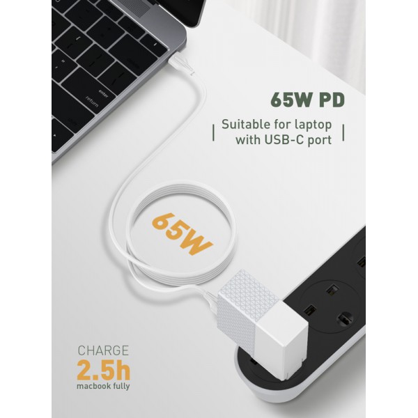 LDNIO καλώδιο USB-C σε USB-C LC121C, 65W PD, 1m, λευκό LDNIO καλώδιο USB-C σε USB-C LC121C, 65W PD, 1m, λευκό