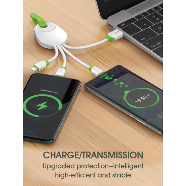 LDNIO καλώδιο USB σε USB-C/Lightning/Micro USB LC95, 5.8A, λευκό