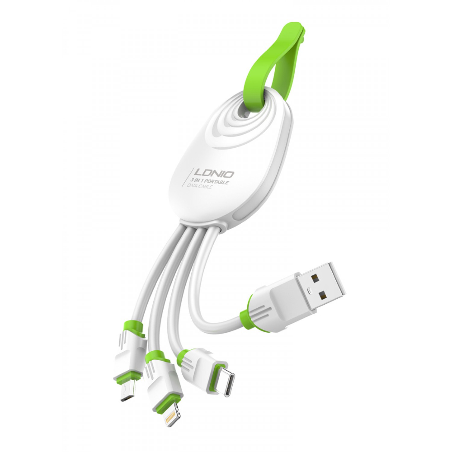LDNIO καλώδιο USB σε USB-C/Lightning/Micro USB LC95, 5.8A, λευκό