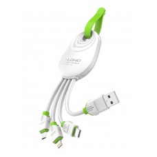 LDNIO καλώδιο USB σε USB-C/Lightning/Micro USB LC95, 5.8A, λευκό