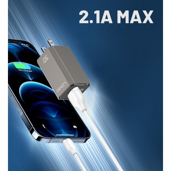 LDNIO καλώδιο Lightning σε USB LS371, 2.1A, 1m, λευκό LDNIO καλώδιο Lightning σε USB LS371, 2.1A, 1m, λευκό