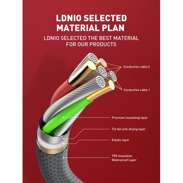 LDNIO καλώδιο Lightning σε USB LS442, 2.4A, 2m, γκρι LDNIO καλώδιο Lightning σε USB LS442, 2.4A, 2m, γκρι