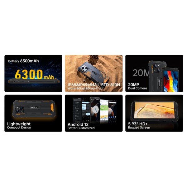 OUKITEL smartphone WP20, IP68/IP69K, 5.93", 4/32GB, 6300mAh, πορτοκαλί