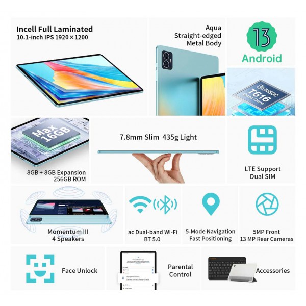 TECLAST tablet M50 Pro, 10.1" FHD, 8/256GB, Android 13, 4G, μπλε TECLAST tablet M50 Pro, 10.1" FHD, 8/256GB, Android 13, 4G, μπλε