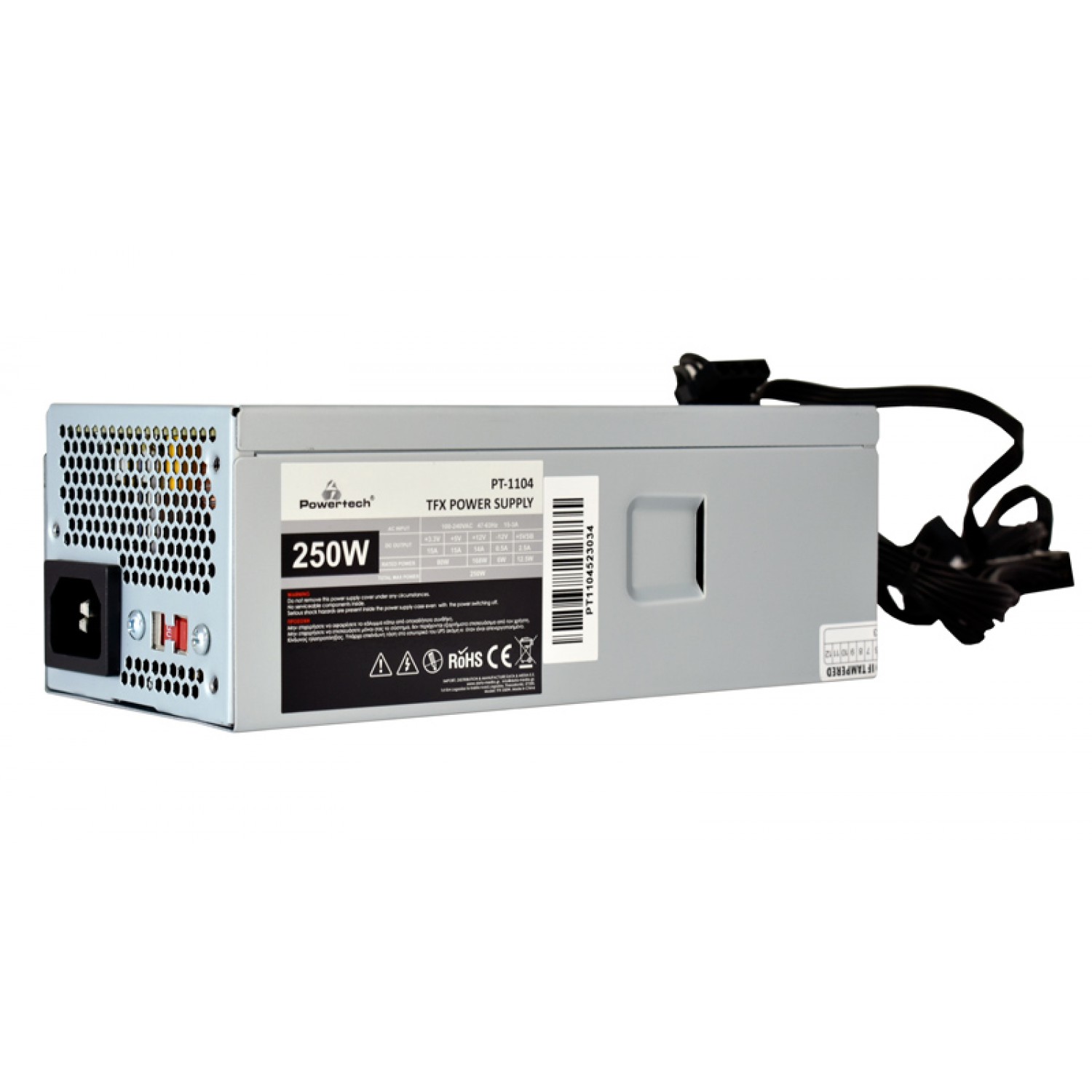 POWERTECH τροφοδοτικό για PC PT-1104, 250W, TFX, 80mm Fan POWERTECH τροφοδοτικό για PC PT-1104, 250W, TFX, 80mm Fan