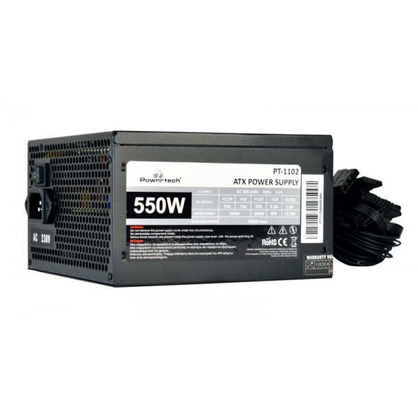 POWERTECH τροφοδοτικό για PC PT-1102, 550W, ATX, 120mm Fan POWERTECH τροφοδοτικό για PC PT-1102, 550W, ATX, 120mm Fan
