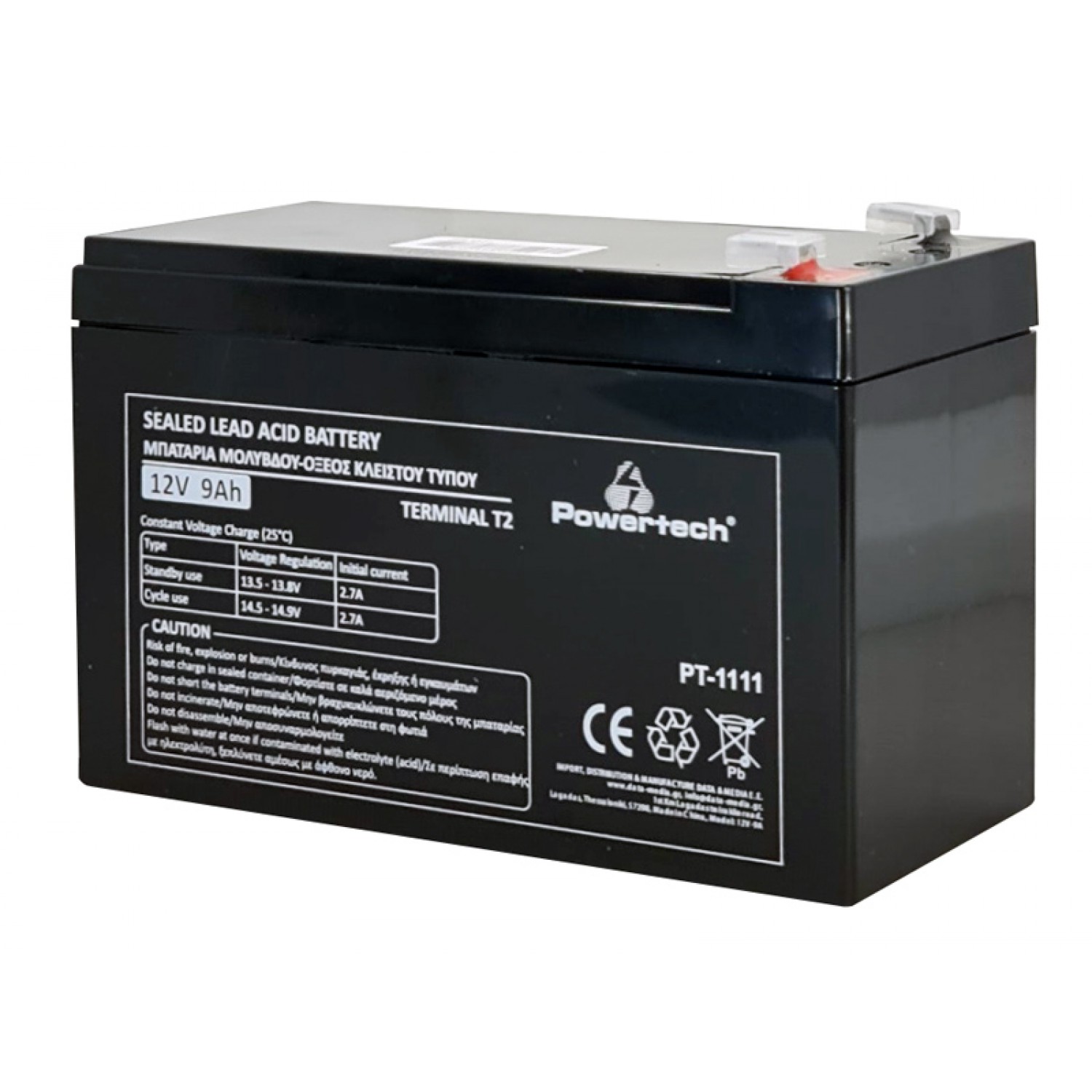 POWERTECH μπαταρία μολύβδου PT-1111, 12V 9Ah, T2 POWERTECH μπαταρία μολύβδου PT-1111, 12V 9Ah, T2