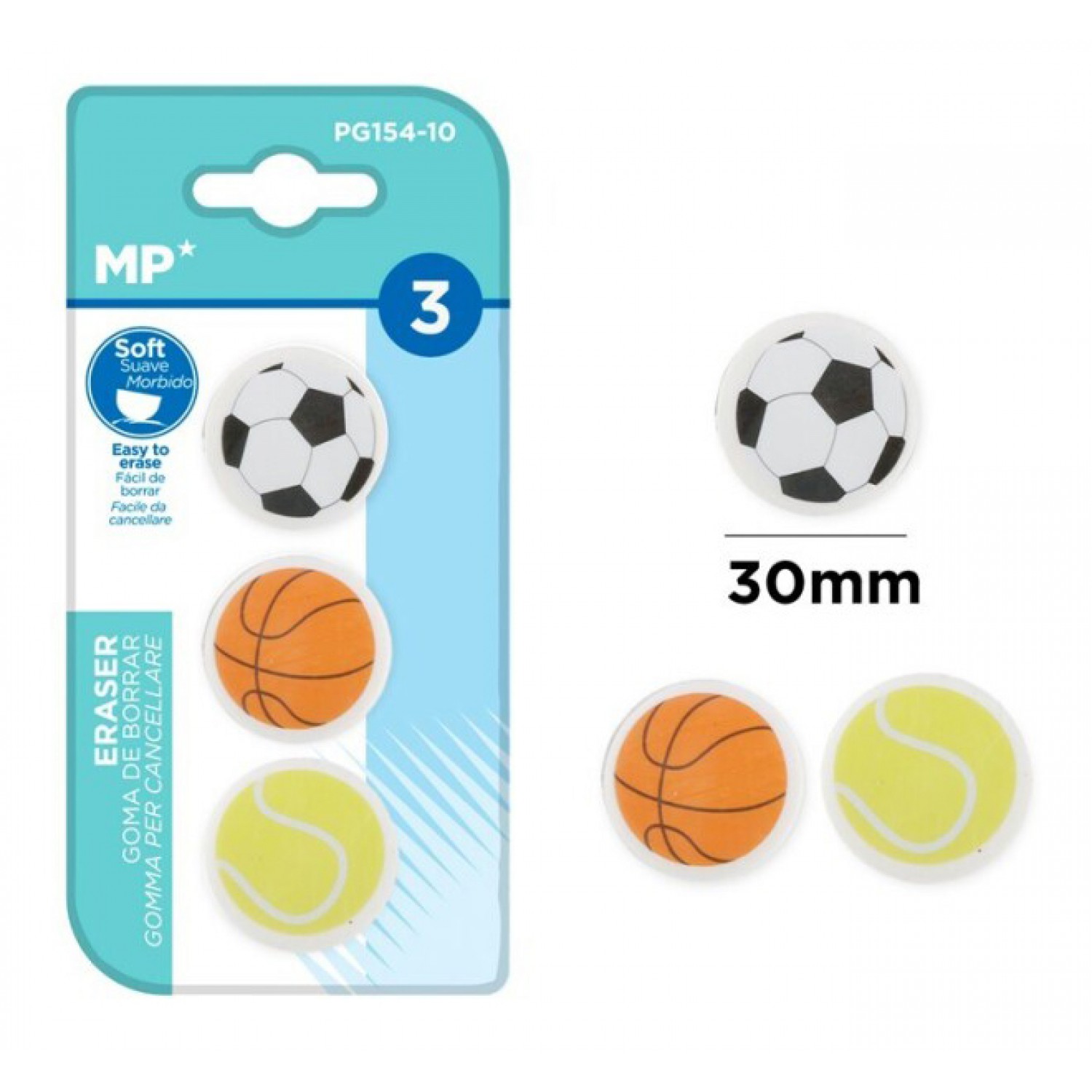 MP γόμα για μολύβι μπάλες PG154-10, 3τμχ MP γόμα για μολύβι μπάλες PG154-10, 3τμχ