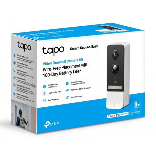 TP-LINK smart κουδούνι με κάμερα Tapo D230S1, Wi-Fi 2K, 6700mAh, Ver 1.0 TP-LINK smart κουδούνι με κάμερα Tapo D230S1, Wi-Fi 2K, 6700mAh, Ver 1.0