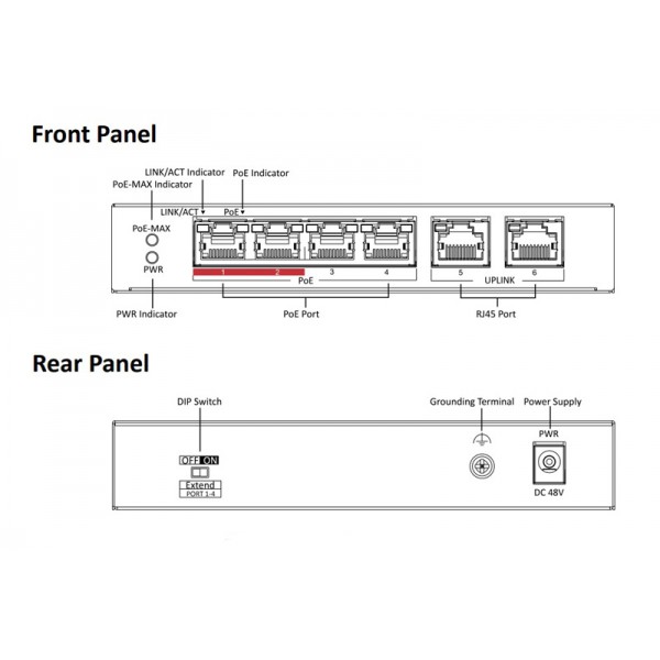 HIKVISION Unmanaged Switch DS-3E0106P-E/M, 4x PoE ports, 35W, 100Mbps HIKVISION Unmanaged Switch DS-3E0106P-E/M, 4x PoE ports, 35W, 100Mbps