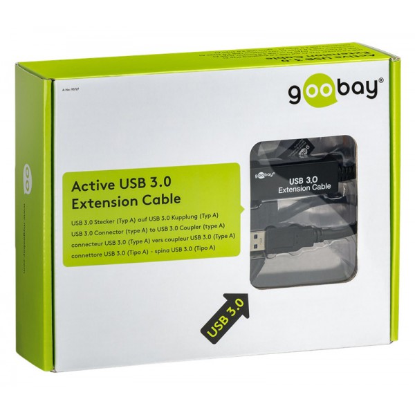GOOBAY καλώδιο προέκτασης USB 3.0 95727, active, 5Gbps, 5m, μαύρο GOOBAY καλώδιο προέκτασης USB 3.0 95727, active, 5Gbps, 5m, μαύρο