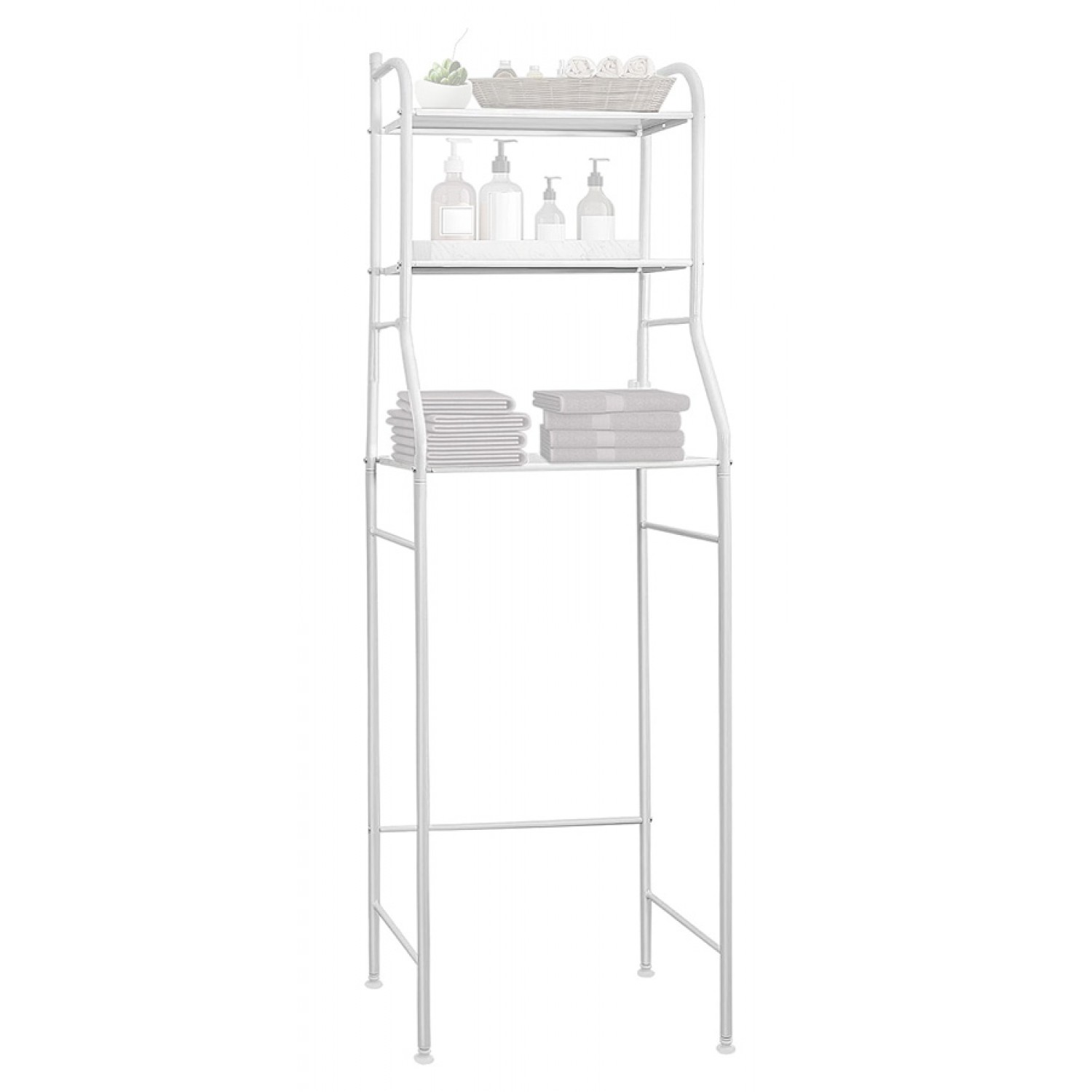 Ραφιέρα μπάνιου HUH-0134 με 3 ράφια, μεταλλική, λευκή Ραφιέρα μπάνιου HUH-0134 με 3 ράφια, μεταλλική, λευκή