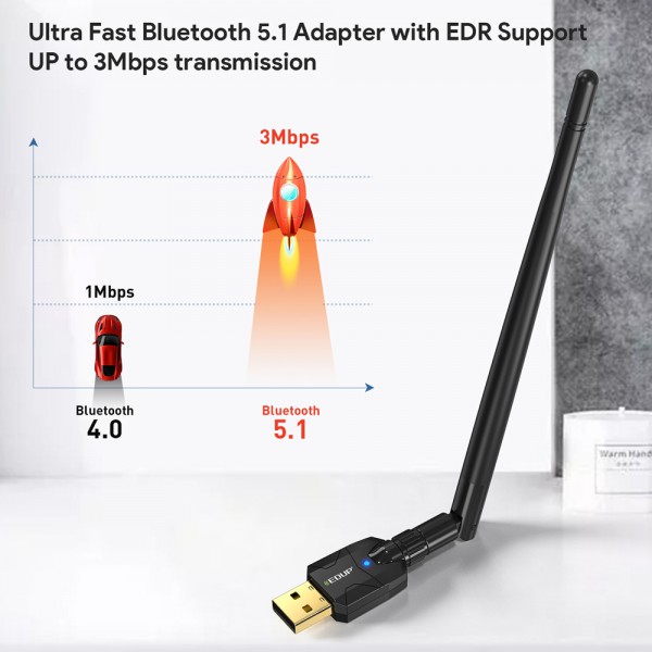 EDUP USB αντάπτορας Bluetooth 5.1 EP-B3536GS, 5dBi, έως 150m, μαύρος