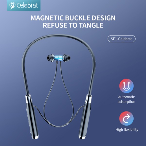 CELEBRAT earphones SE1 με μαγνήτη, Bluetooth 5.3, 800mAh, Φ12mm, μαύρα CELEBRAT earphones SE1 με μαγνήτη, Bluetooth 5.3, 800mAh, Φ12mm, μαύρα