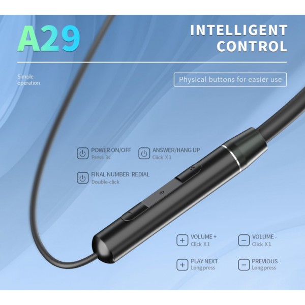 CELEBRAT earphones A29 με μαγνήτη, Bluetooth 5.3, Φ10mm, μαύρα
