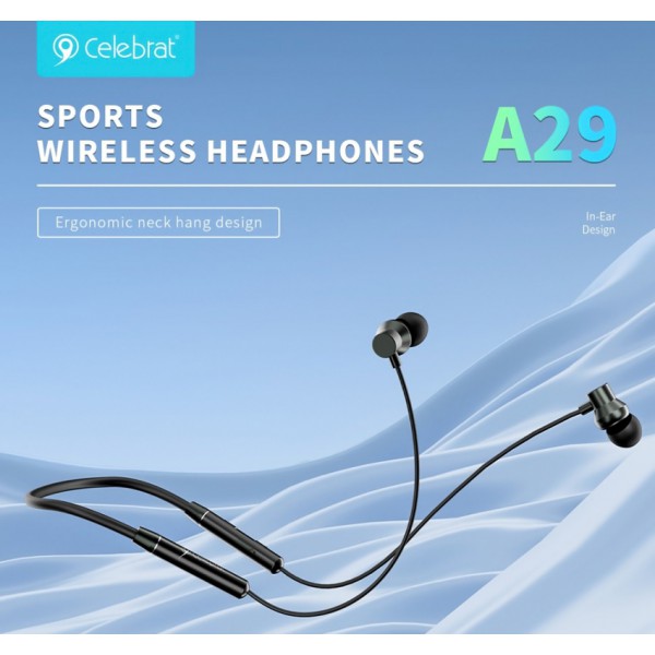 CELEBRAT earphones A29 με μαγνήτη, Bluetooth 5.3, Φ10mm, μαύρα