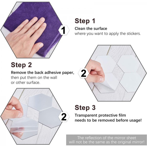 Σετ αυτοκόλλητοι ακριλικοί καθρέφτες AG543D εξάγωνοι, 15.5x17.5cm, 12τμχ Σετ αυτοκόλλητοι ακριλικοί καθρέφτες AG543D εξάγωνοι, 15.5x17.5cm, 12τμχ