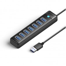 ORICO USB hub PW7U-U3, 7x θυρών, 5Gbps, USB σύνδεση, 50cm, μαύρο