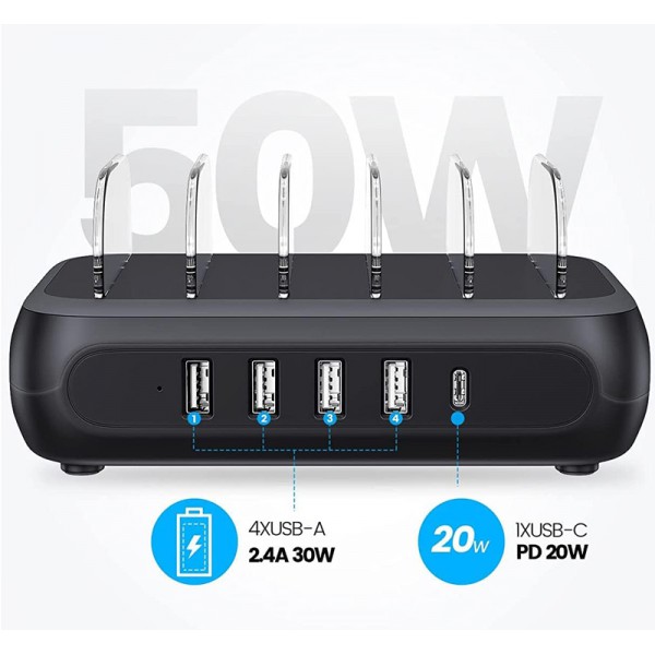 ORICO USB σταθμός φόρτισης APD-4U1C, 5x USB, 50W, μαύρος ORICO USB σταθμός φόρτισης APD-4U1C, 5x USB, 50W, μαύρος