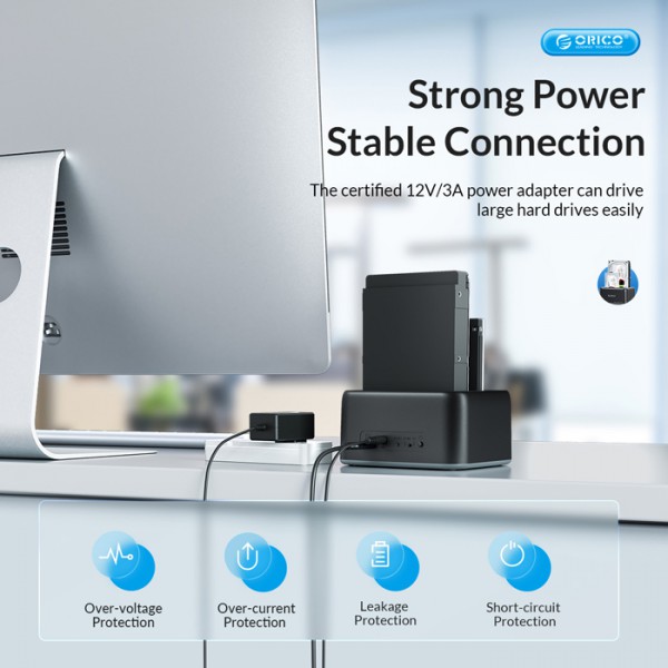 ORICO docking station 6829C3, 2x 2.5/3.5" HDD/SSD, 10Gbps, μαύρο ORICO docking station 6829C3, 2x 2.5/3.5" HDD/SSD, 10Gbps, μαύρο