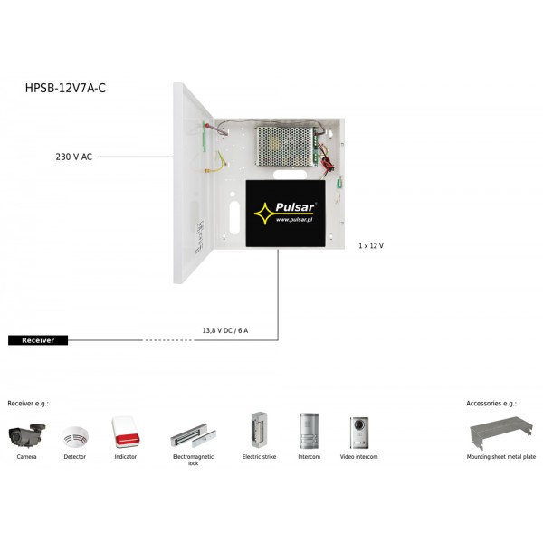 PULSAR τροφοδοτικό HPSB-12V7A-C, 13.8V/7A/17Ah buffer PULSAR τροφοδοτικό HPSB-12V7A-C, 13.8V/7A/17Ah buffer