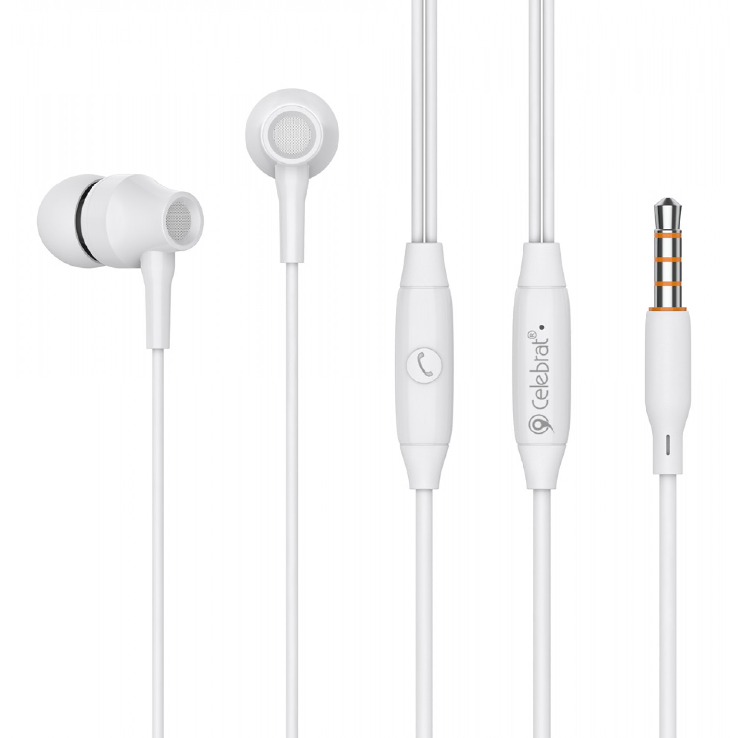 CELEBRAT earphones με μικρόφωνο G25, 3.5mm, 1.2m, λευκά CELEBRAT earphones με μικρόφωνο G25, 3.5mm, 1.2m, λευκά