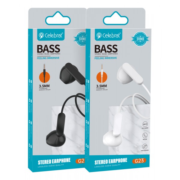CELEBRAT earphones με μικρόφωνο G23, 3.5mm, 1.2m, μαύρα CELEBRAT earphones με μικρόφωνο G23, 3.5mm, 1.2m, μαύρα
