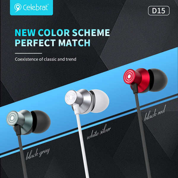 CELEBRAT earphones με μικρόφωνο D15, USB-C, 1.2m, μαύρα