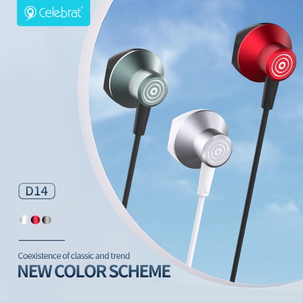 CELEBRAT earphones με μικρόφωνο D14, USB-C, 1.2m, κόκκινα CELEBRAT earphones με μικρόφωνο D14, USB-C, 1.2m, κόκκινα