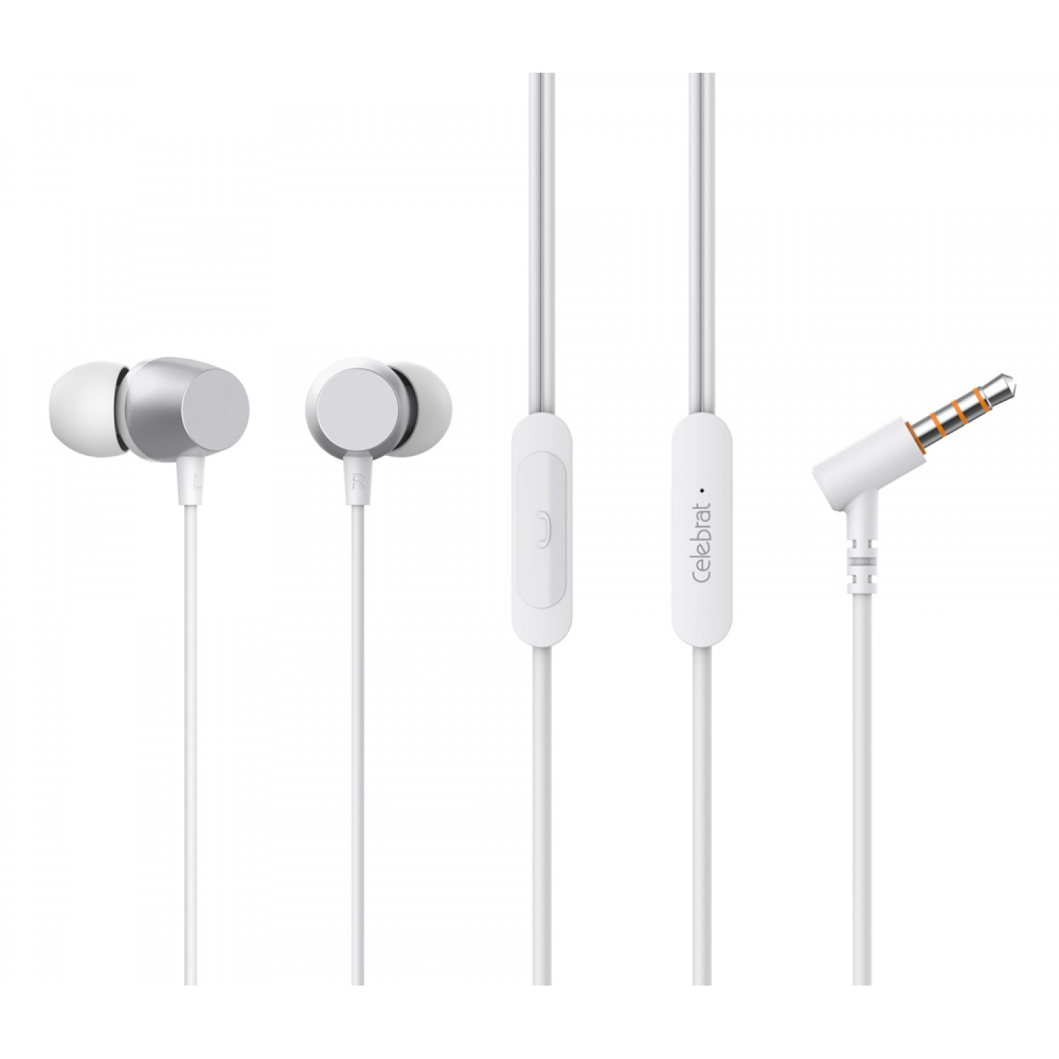 CELEBRAT earphones με μικρόφωνο D10, 3.5mm, 1.2m, λευκά CELEBRAT earphones με μικρόφωνο D10, 3.5mm, 1.2m, λευκά
