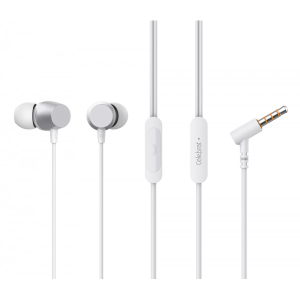 CELEBRAT earphones με μικρόφωνο D10, 3.5mm, 1.2m, λευκά CELEBRAT earphones με μικρόφωνο D10, 3.5mm, 1.2m, λευκά